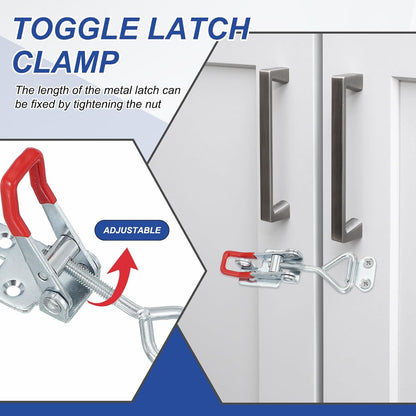 ya 26 10.21 baidi 2 Pcs Toggle Latch Clamp 4002 Carbon Steel with Lock Hole 396Lbs ing, Silver