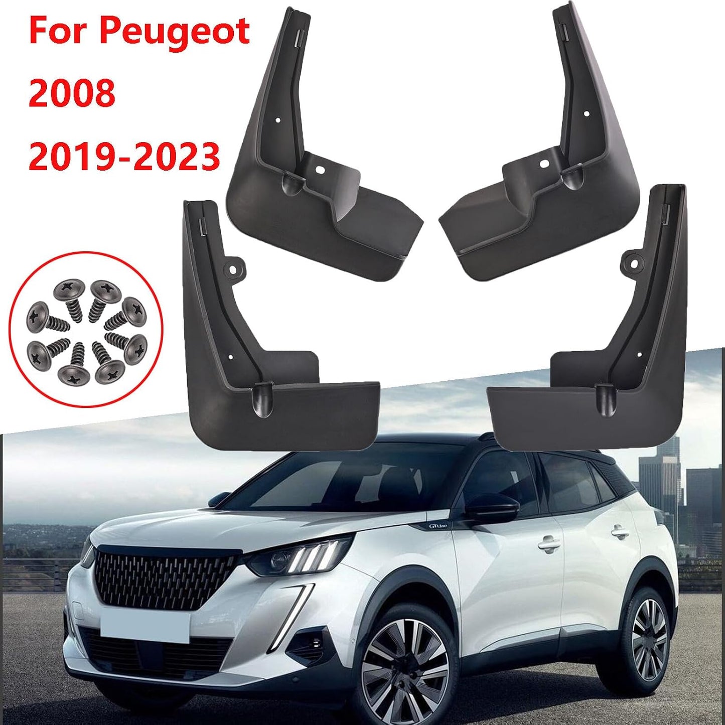 ya 7 8.24 baidi 4X for Peugeot 2008 2019-2023 Front Rear Splash Guard Mudguard mud Flap Guards