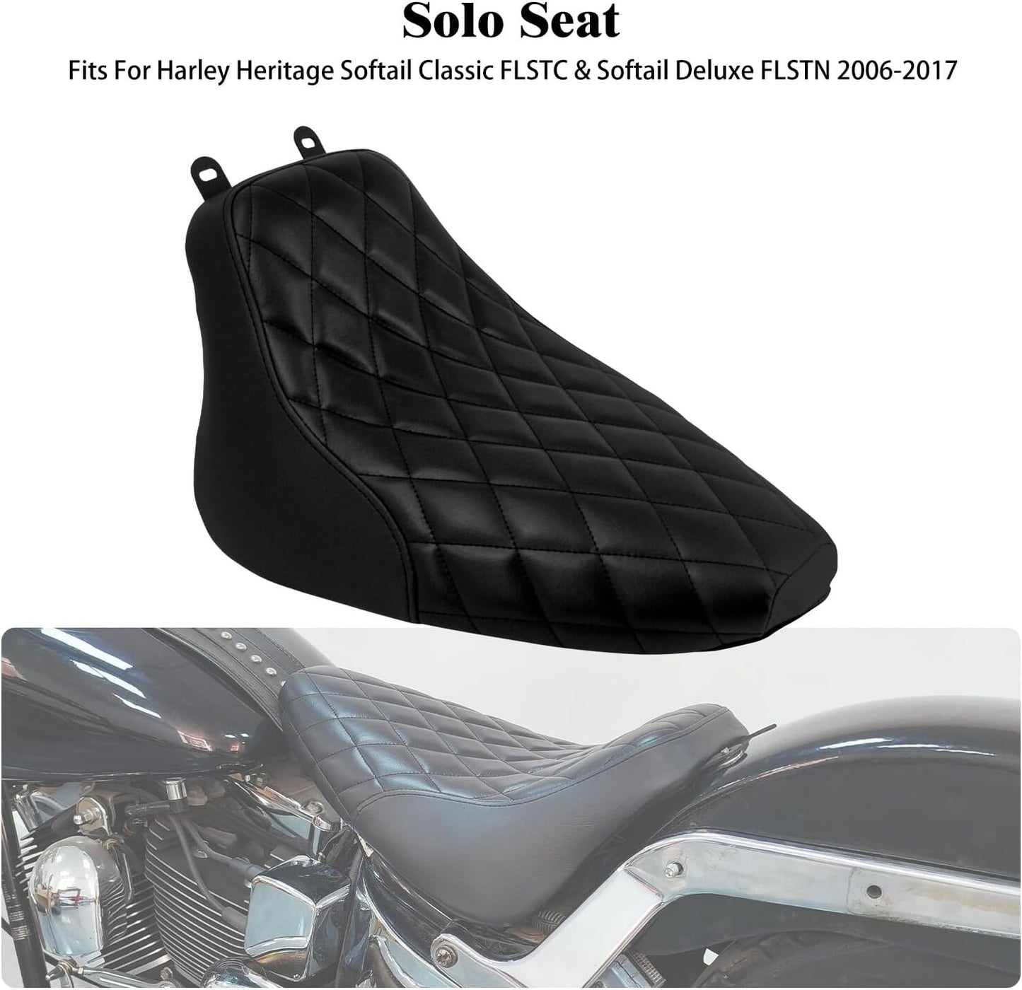 ya 5 8.24 baidi Driver Solo for SEAT Black Stitching for Harley Heritage Softail FLSTC Deluxe 06-17