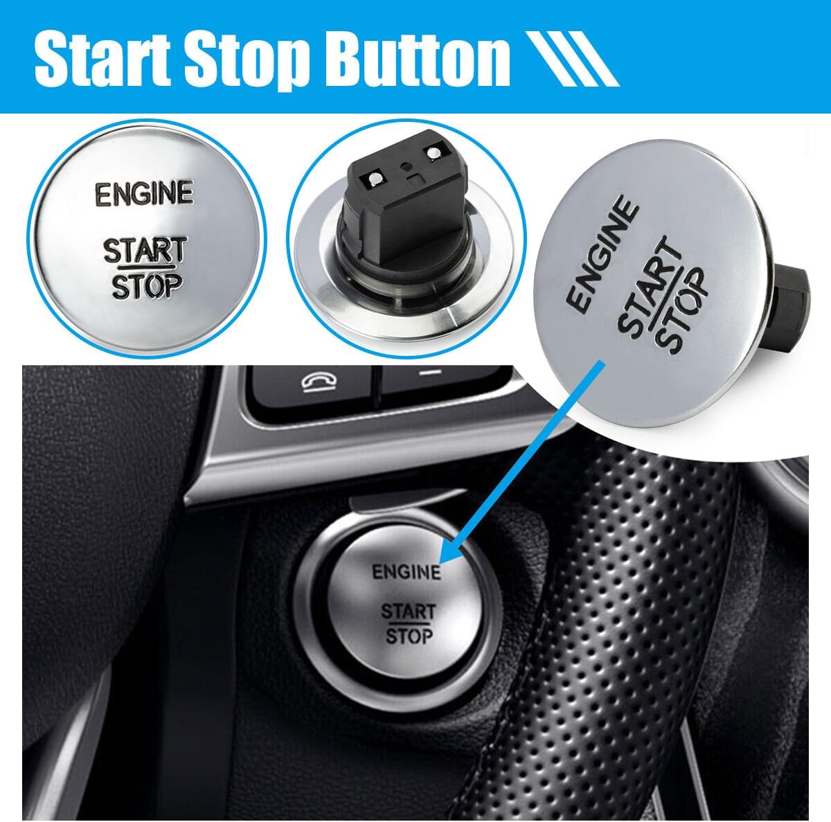 ya 9 10.24 1X 2215450714 for Mercedes-Benz Start Stop Push to Go Button Switch Keyless NEW