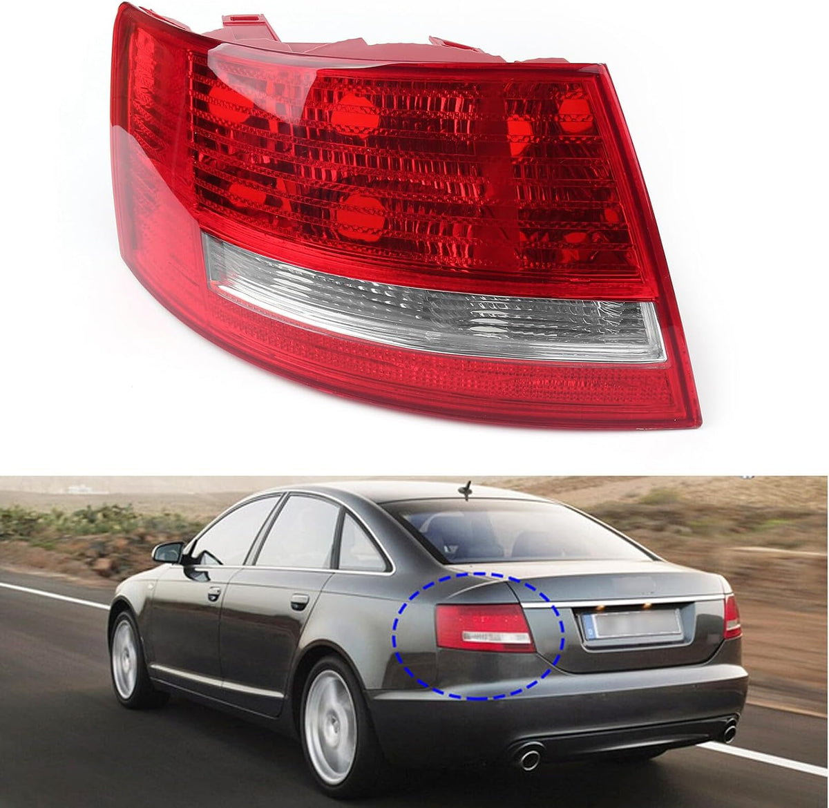 ya 10 9.16 zhengce Left Driver'S Side Tail Light Cover for Audi A6 Quattro S6 06-2008 Halogen