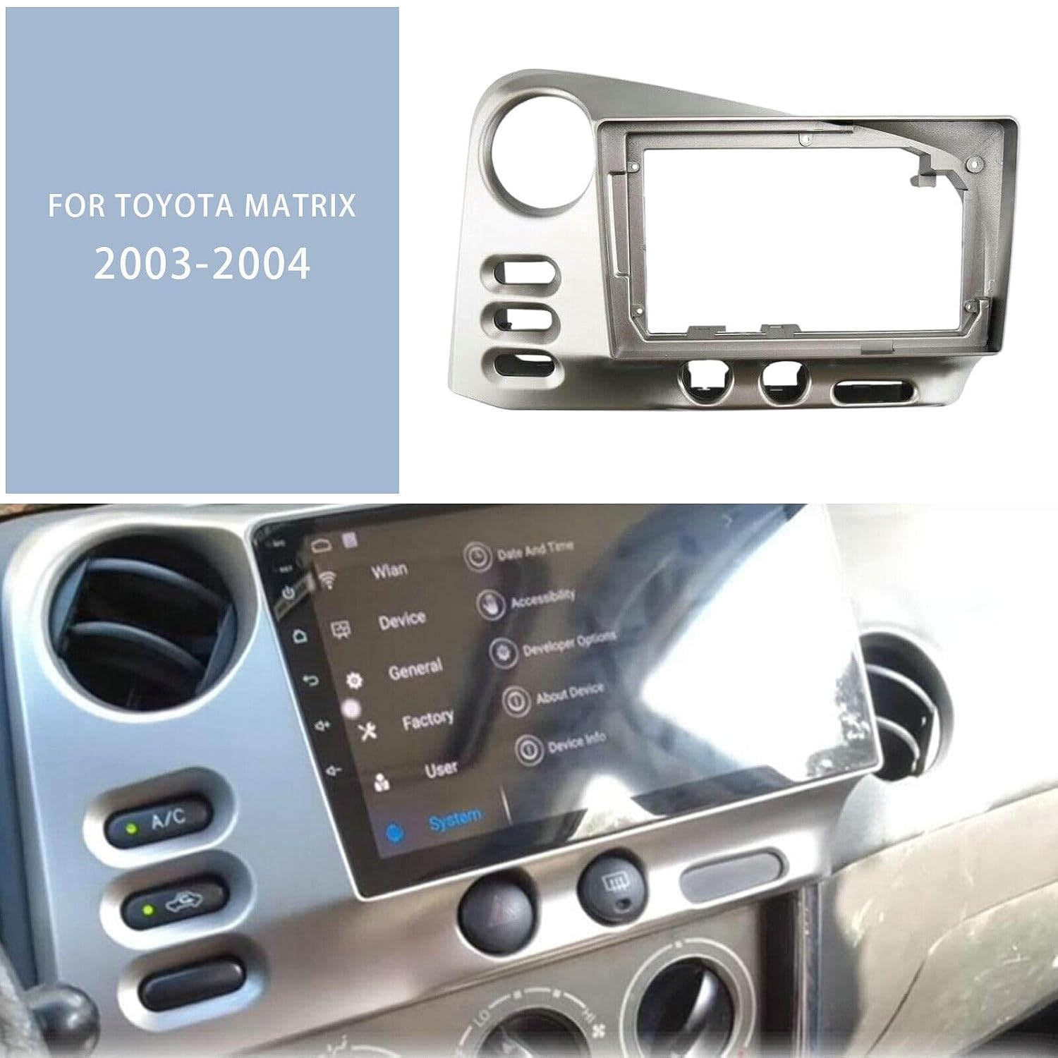 ya 6 8.14 Car Stereo Radio Fascia Panel F for Ram e Trim Dashboard Assy for 2003-2004 for Toyota Matrix 