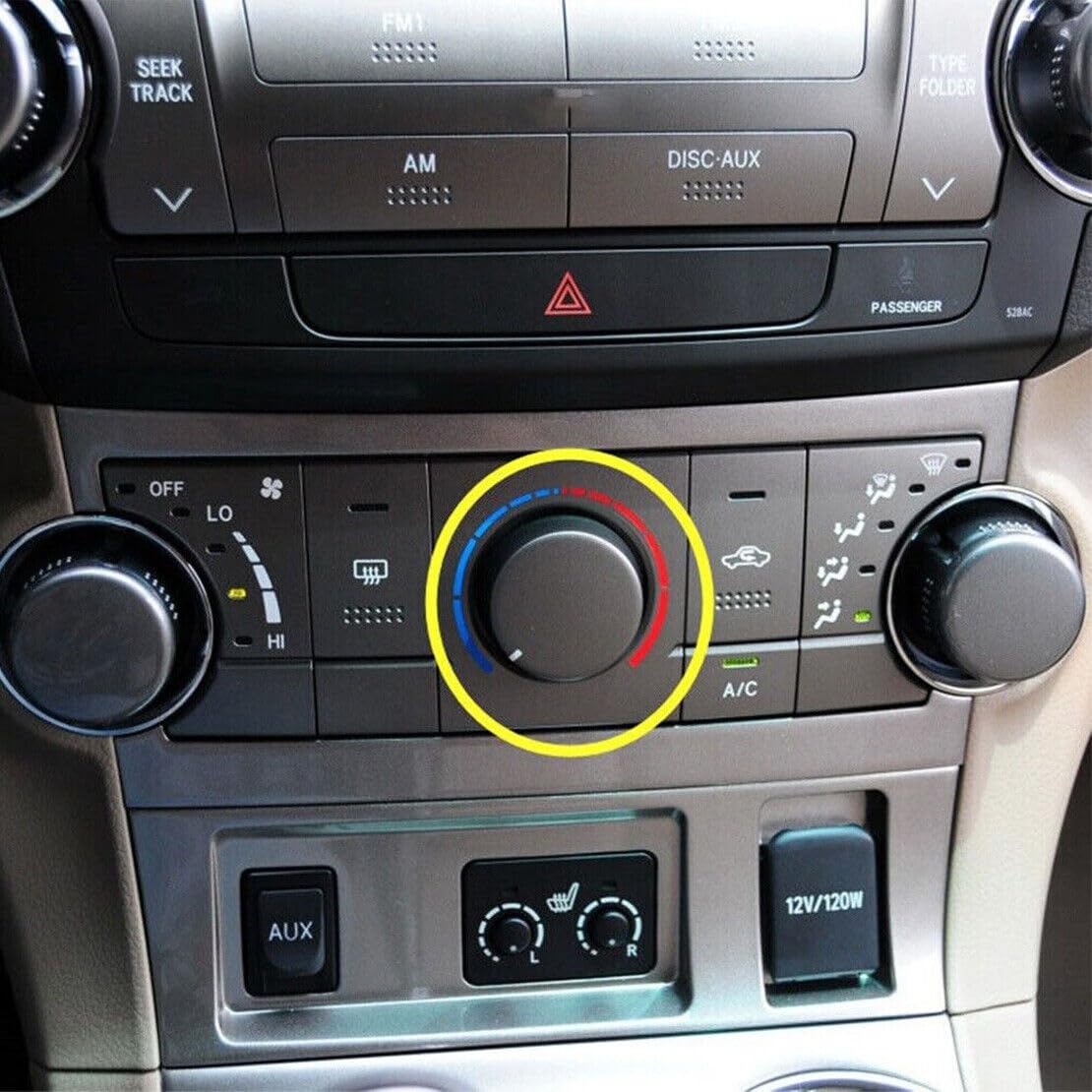 ya 6 8.14 Car air Conditioning Control knob Protective Cover Middle ABS Suitable for Toyota Highlander