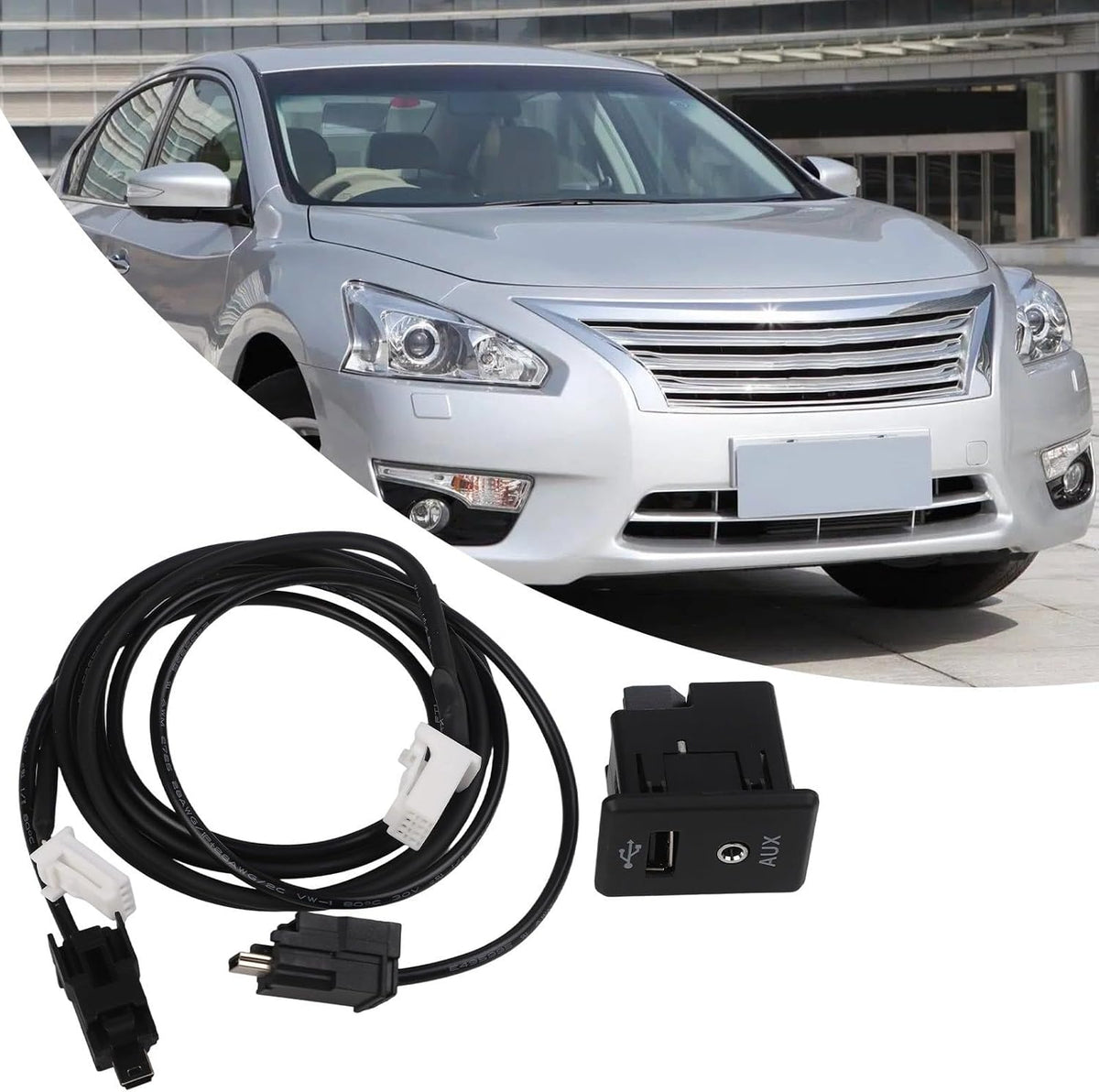 ya 23 10.7 baidi 28023-4BA0B for for Nissan 2013-2019 Auxiliary AUX Stereo Adaptor for Audio Socket+Cable