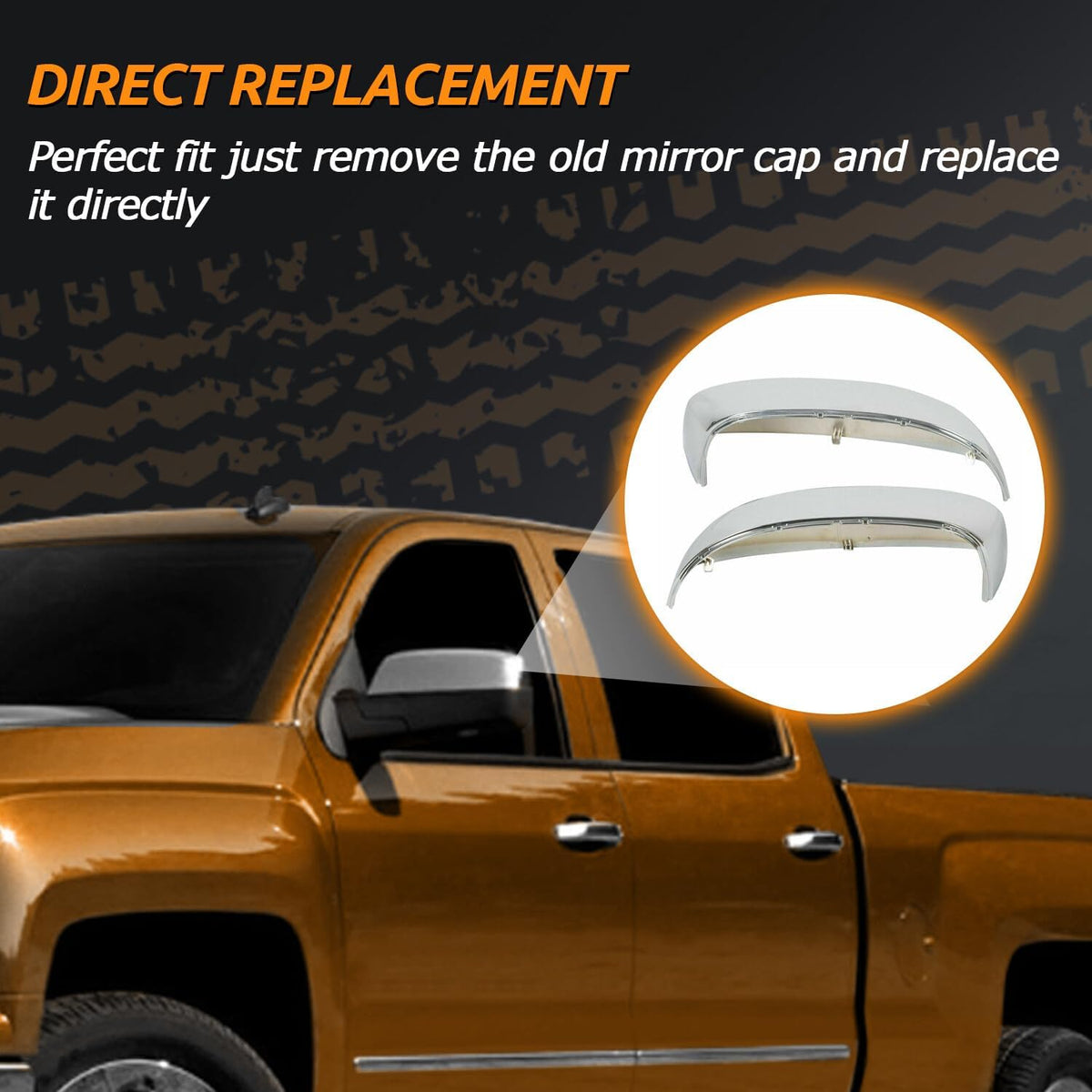 ya 11 9.14 baidiFor 07-14 for Chevy for Silverado for GMC for Sierra for Yukon Chrome Mirror Half Caps Mirror Cover