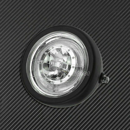 ya 6 8.24 baidi 6.5 Front Headlight Grill Blue Halo Lamp Fit for Harley Sportster Cafe Racer