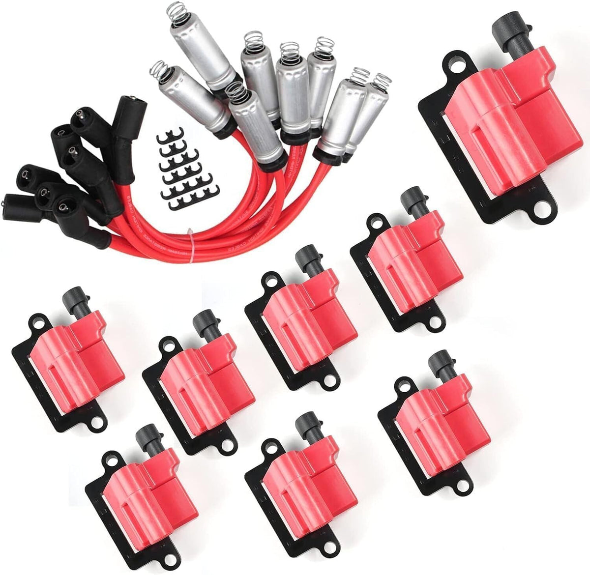 ya 9 10.24 8-pack square ignition coil + spark plug wire suitable for Chevrolet for GMC 4.8L 5.3L 6.0L 8.1L-