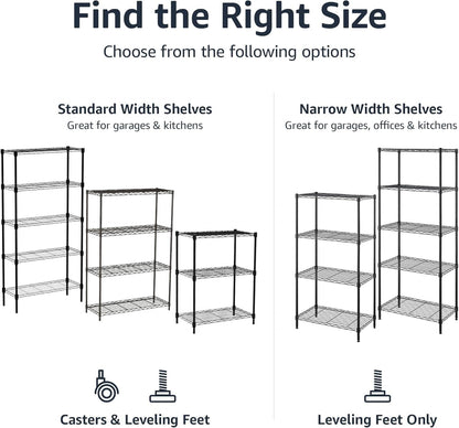 ya 26 10.21 baidi 4 Wire Stora Shelves, Adjustable, Sturdy, Easy to Assemble, Black
