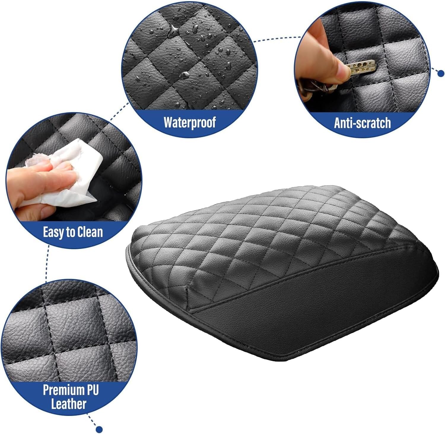 ya 4 8.14 for Ford Explorer 2011 to 2019 Leather Center Console Lid Armrest Cover Pad