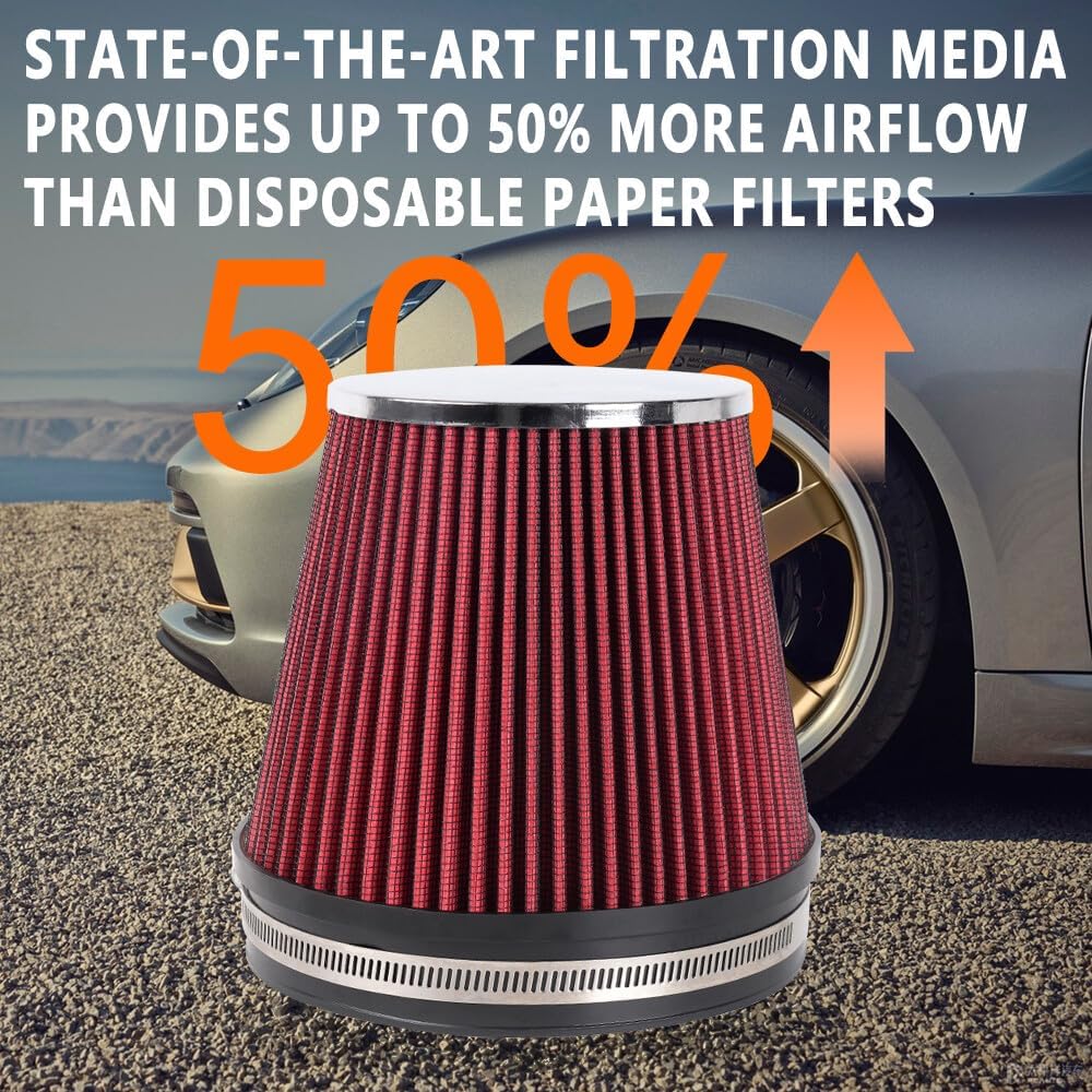 ya 13 9.15 baidi RED 6 152mm Inlet Air Filter Truck Air Intake Cone Replacement Dry 6 Tall