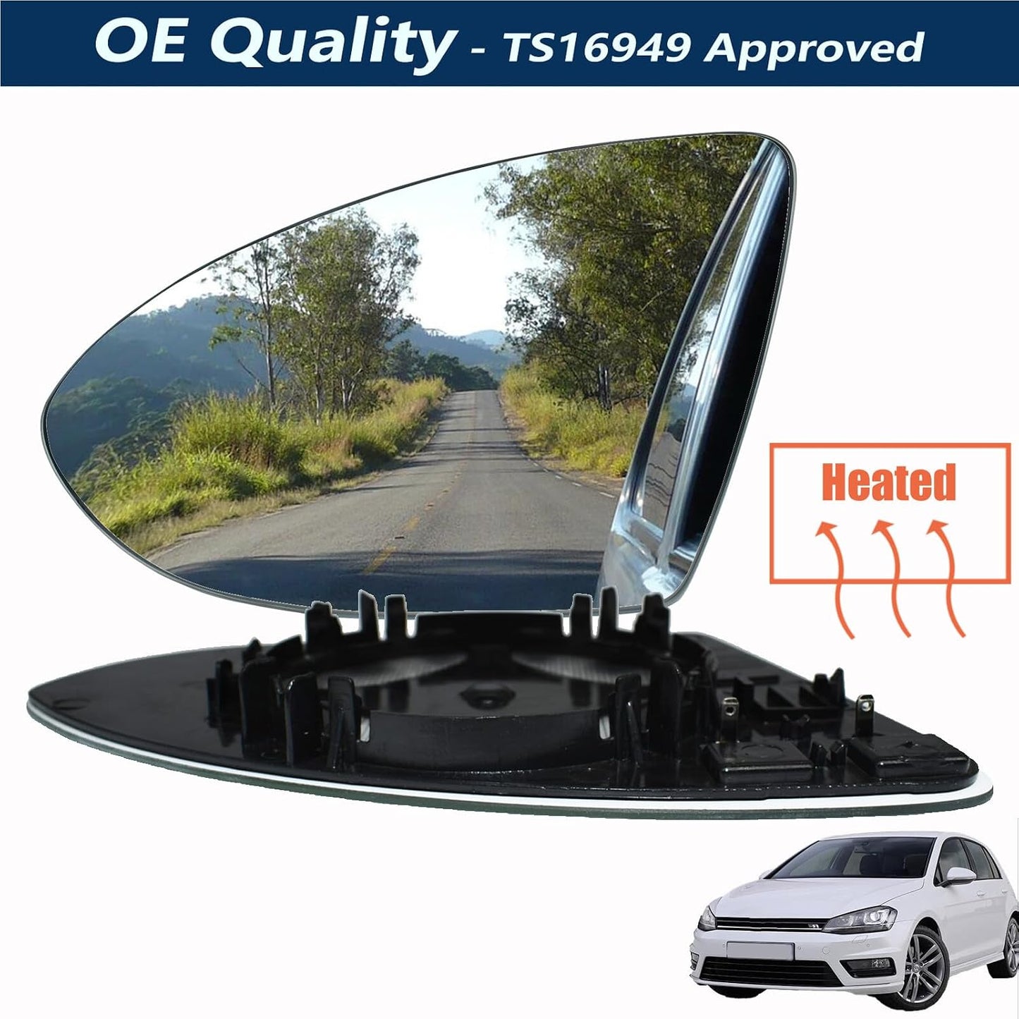 ya 2 8.15 Left Passenger Side Heated Wing Mirror Glass for VW for Golf Mk7 Mk7.5 2013-2018
