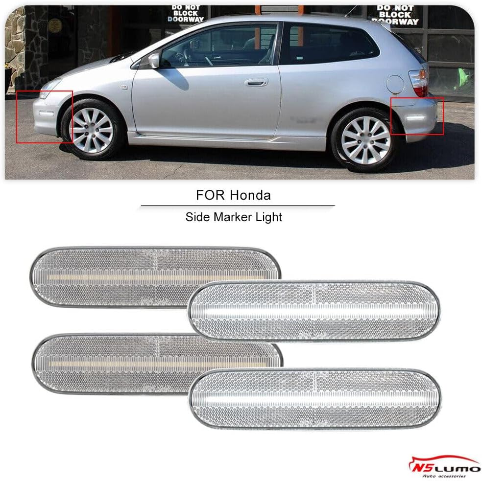 ya 7 8.24 baidi 4 Pack LED White Side Marker Lights for 02-05 for Honda for Civic 7th Generation Si/SiR Hatchback 