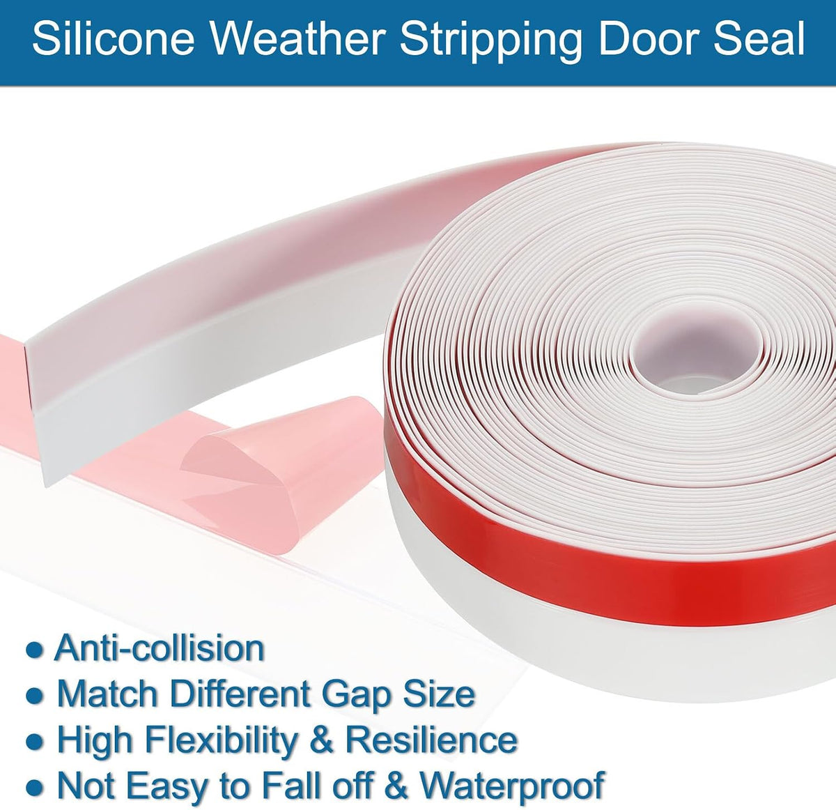 ya 26 10.21 baidi 2 Roll 33 ft x 1-3/8 Width Self Adhesive Silicone Seal Strip, White