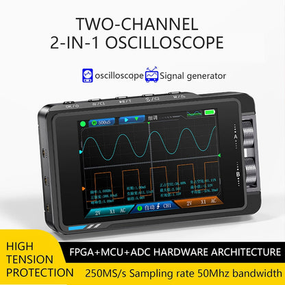 ya 16 10.20 baidi FNIRSI DS215H 50MHz 2-CH Oscilloscope Digital Signal Generator with 1 P6100 Probe