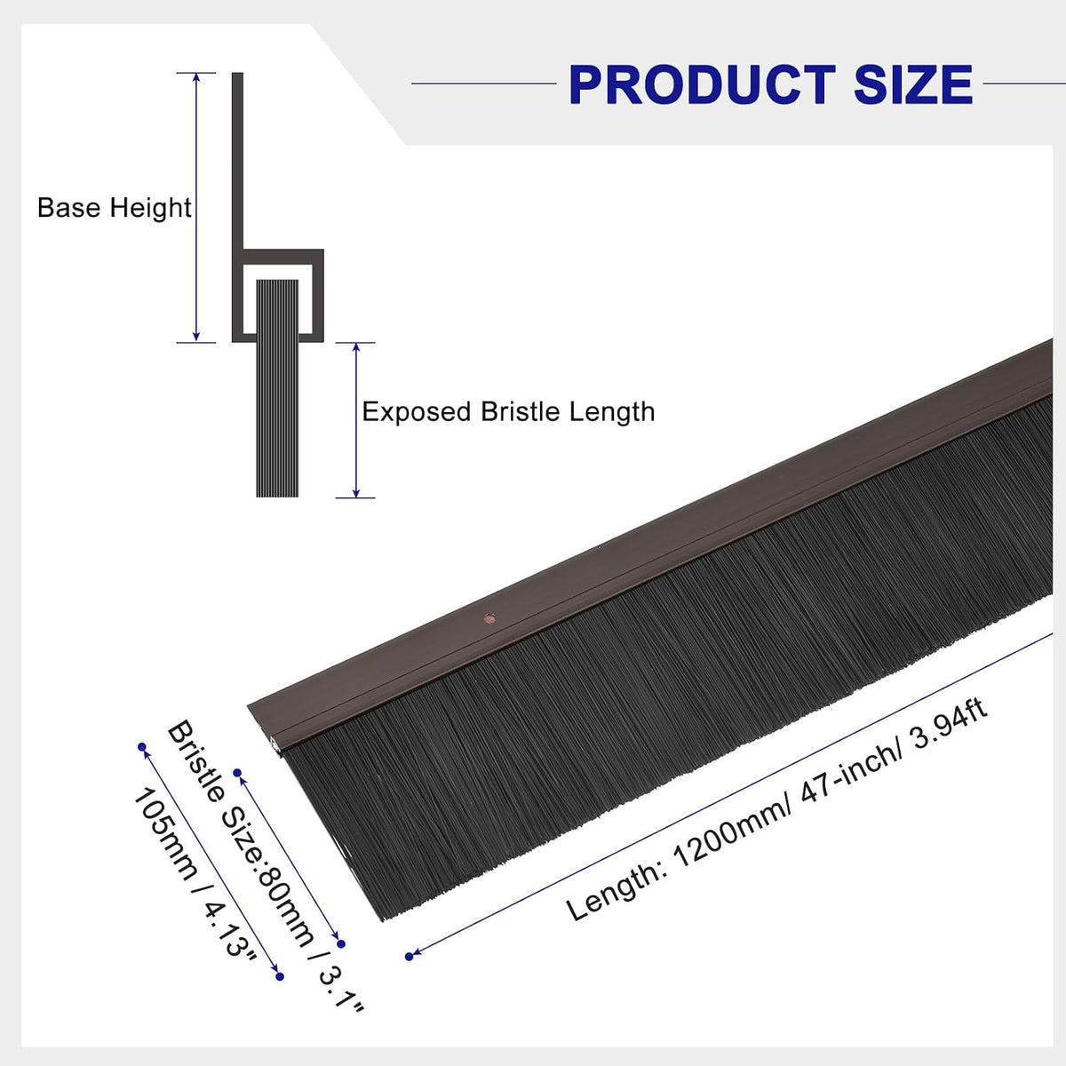 ya 26 10.21 baidi Door Brush Bottom Sweep H-Shape 3.1 PP Brush (47 L, Brown)