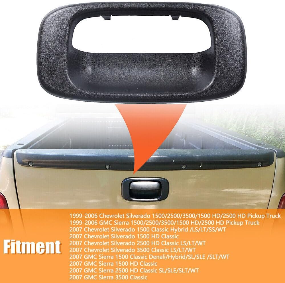 ya 10 9.16 baidi Tailgate Handle Bezel Cover Black for GMC for Sierra for Chevy for Silverado 1500 1999-2006