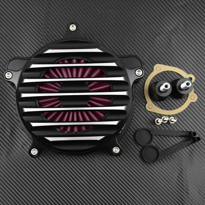 ya 5 8.10 Chrome Stripe Air Cleaner Red Air Filter Fit for Harley Dyna 00-17 Touring 00-07