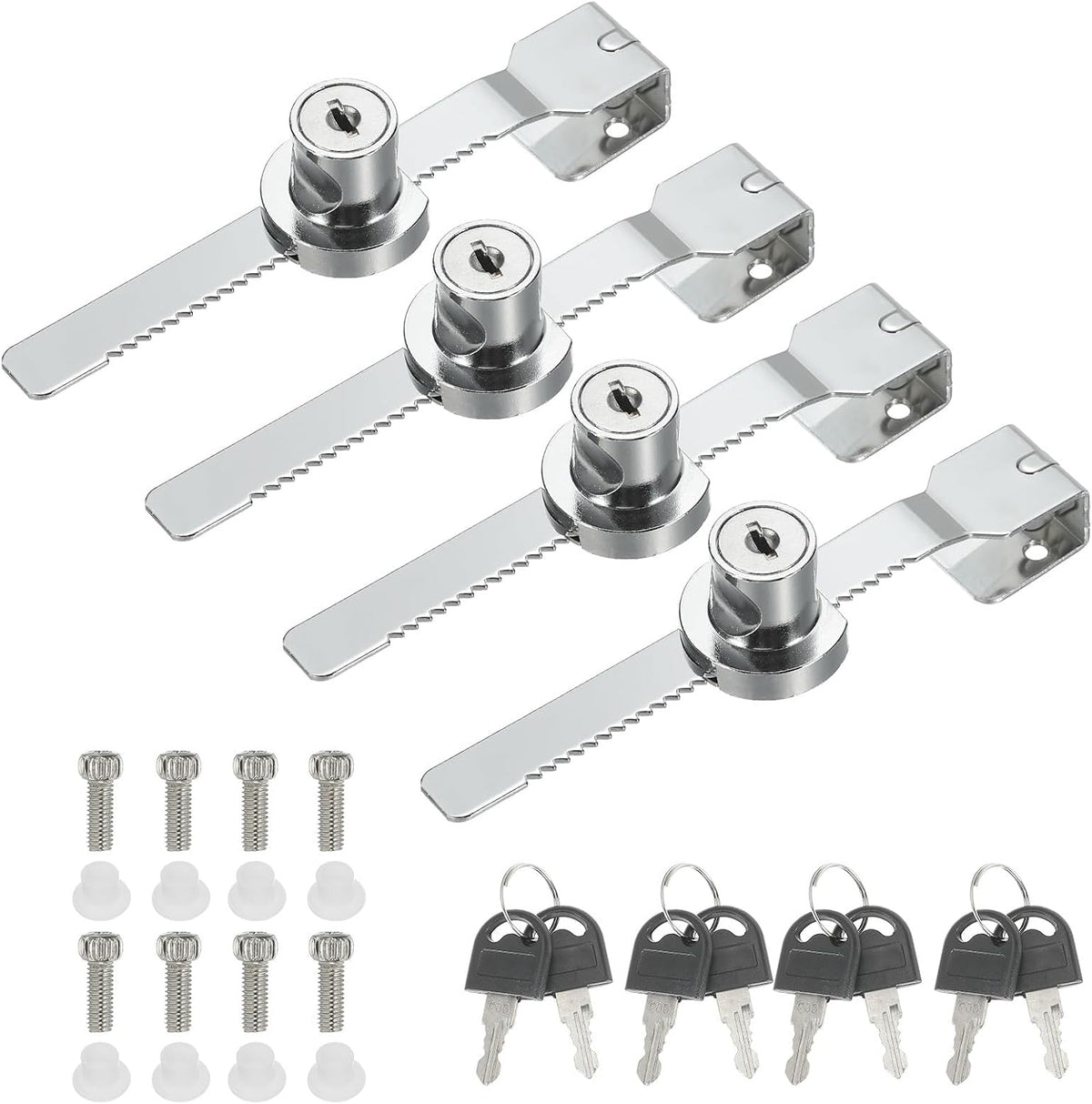 ya 26 10.21 baidi Glass Cabinet Lock, 4Pcs Keyed Different Single Swing Showcase Locks, Silver-2