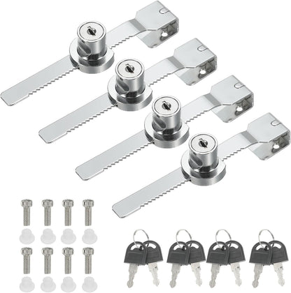 ya 26 10.21 baidi Glass Cabinet Lock, 4Pcs Keyed Different Single Swing Showcase Locks, Silver-2