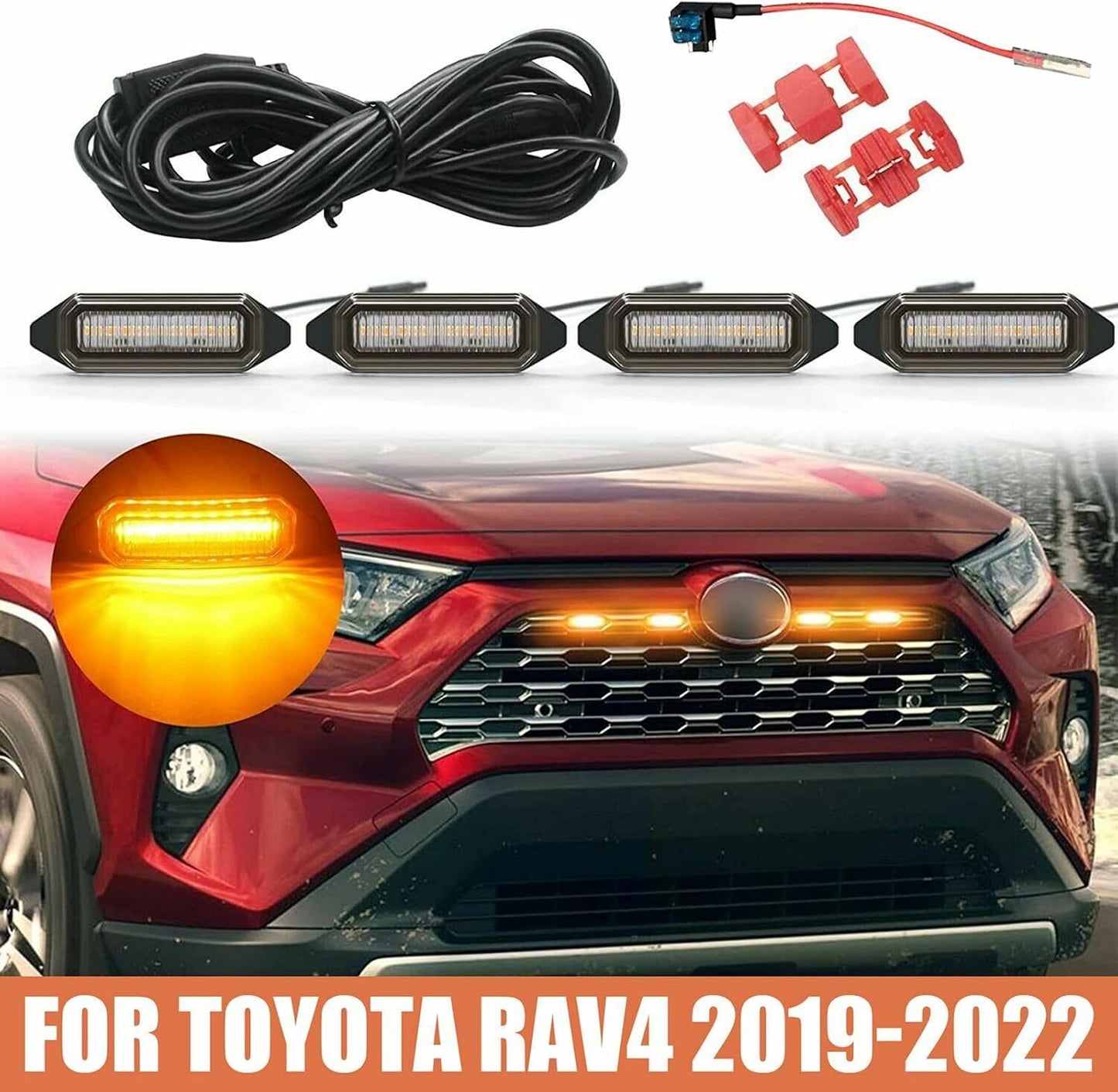 ya 3 8.24 baidi LED Grille Light Yellow Bulb for Toyota RAV4 2019-2022 Accessories 