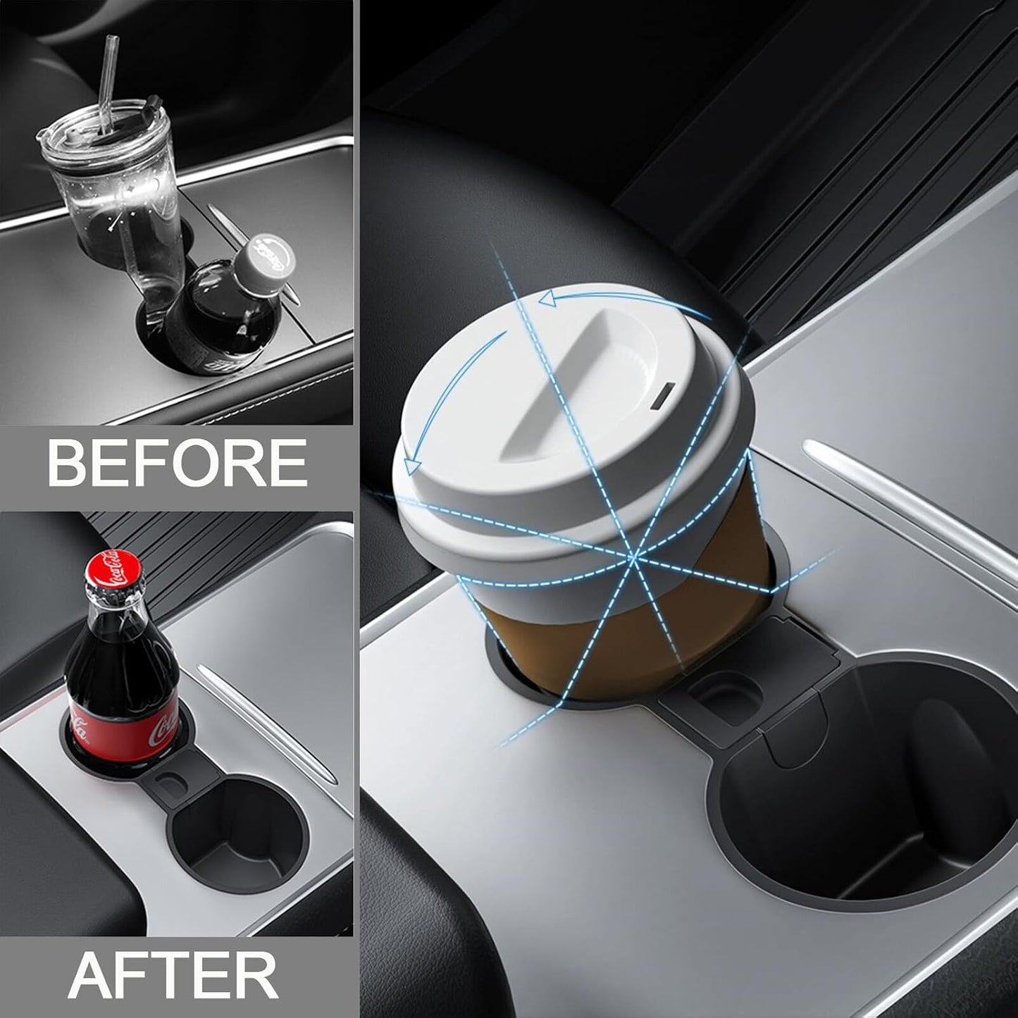 ya 6 8.24 baidi TPE Center Console Water Cup Holder Insert Storage Box Liner for Tesla Model 3/Y