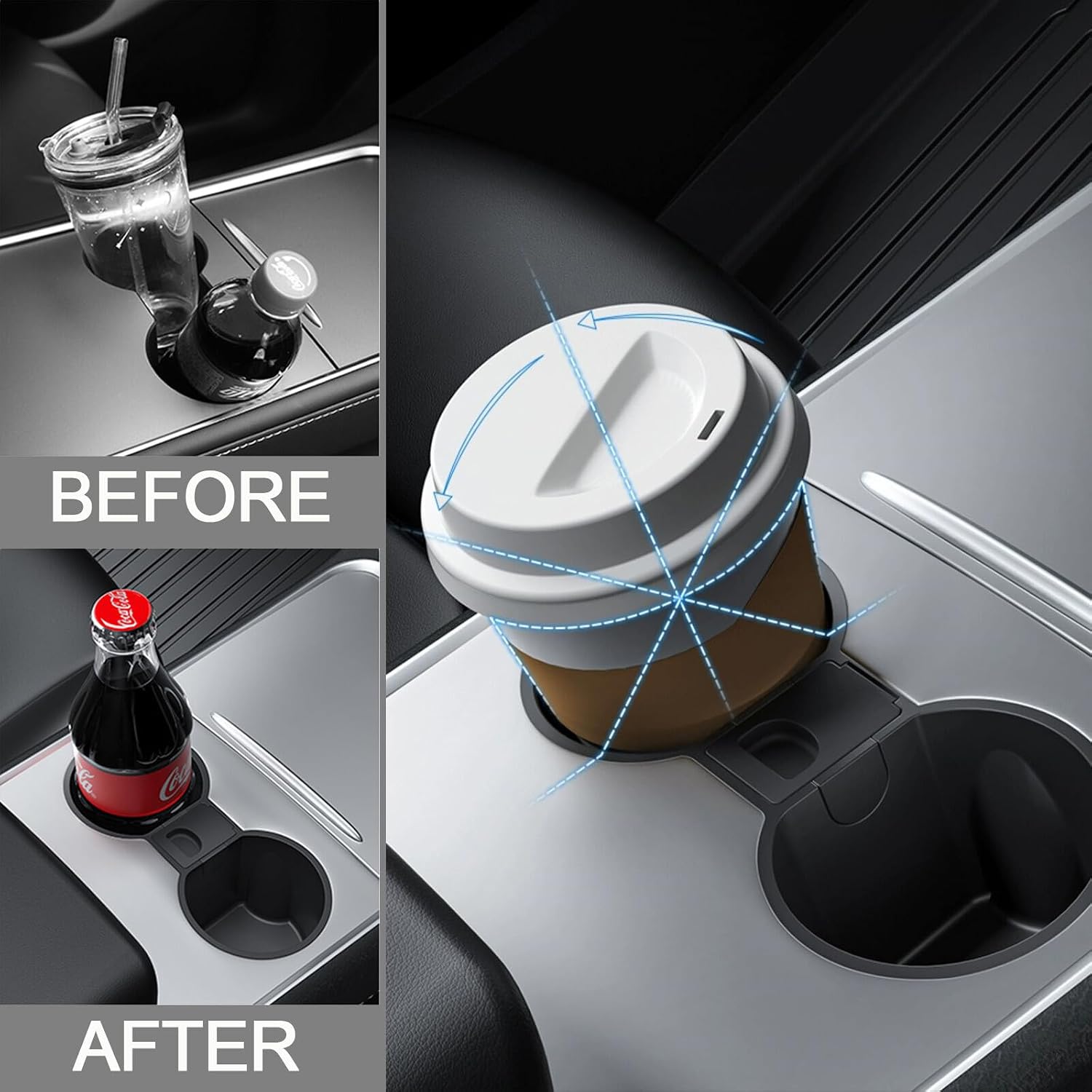 ya 6 8.24 baidi TPE Center Console Water Cup Holder Insert Storage Box Liner for Tesla Model 3/Y