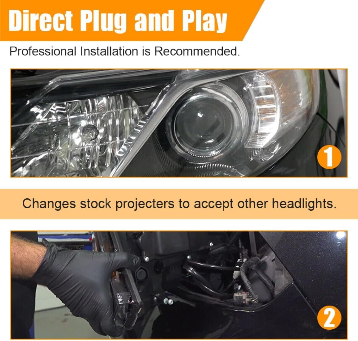 ya 6 8.24 baidi 2-Pack for 2009-18 for Dodge for Ram Conversion Wiring Harness Quad Housing Projector Headlights