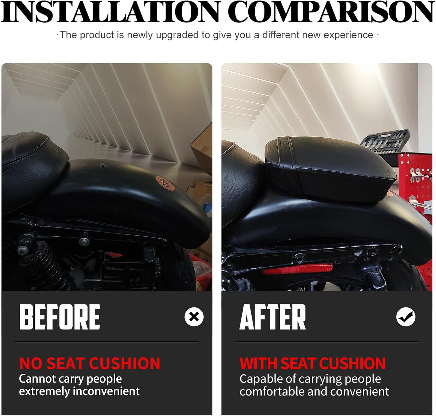 ya 5 8.24 baidi Rear Passenger for SEAT Pillion Pad for Harley Sportster Iron 883 1200 48 72 10-2015