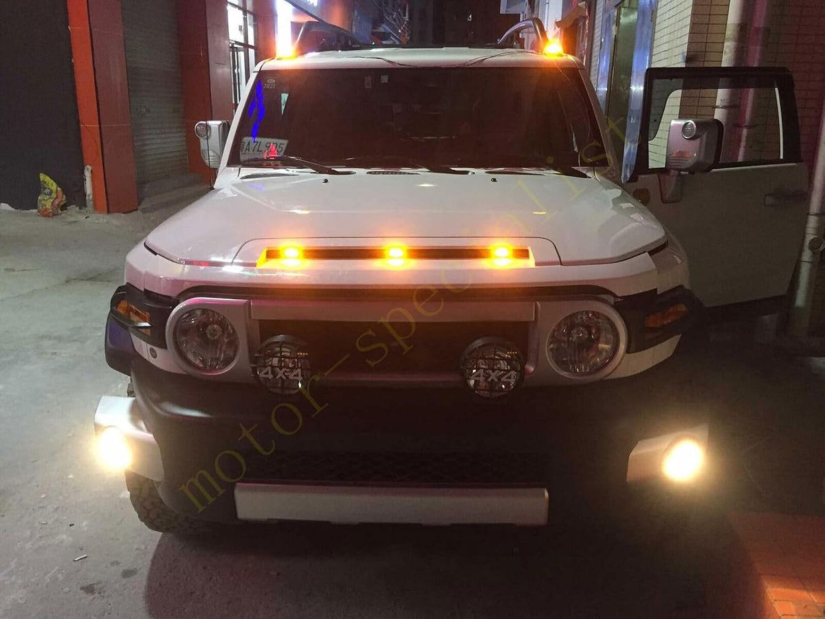 ya 14 9.20 zhengce 3X for Toyota FJ Cruiser 2007-2014 Car Hood LED Light Raptor Style Grill Sm-1