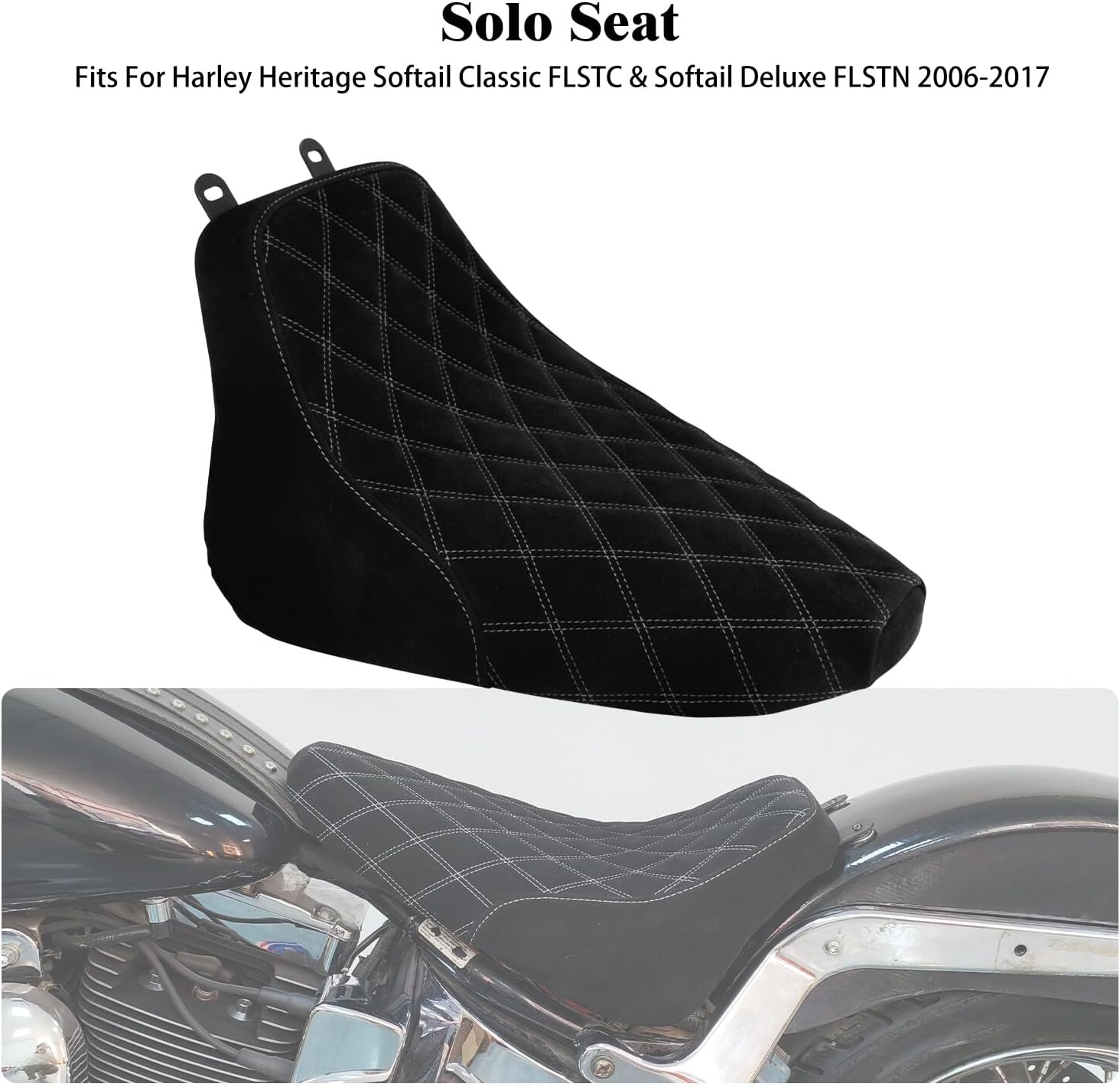 ya 5 8.24 baidi Driver Solo for SEAT White Stitching for Harley Heritage Softail FLSTC Deluxe 06-17