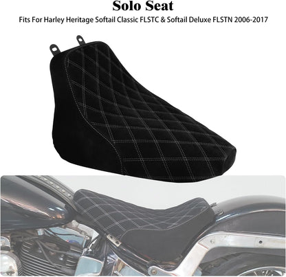 ya 5 8.24 baidi Driver Solo for SEAT White Stitching for Harley Heritage Softail FLSTC Deluxe 06-17
