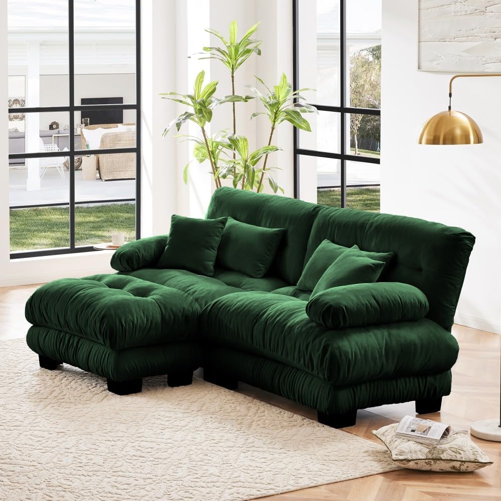 ya 28 10.13 baidi Chenille Cloud Couch Sectional Sofa, Convertible Ottoman for Living Room Gr
