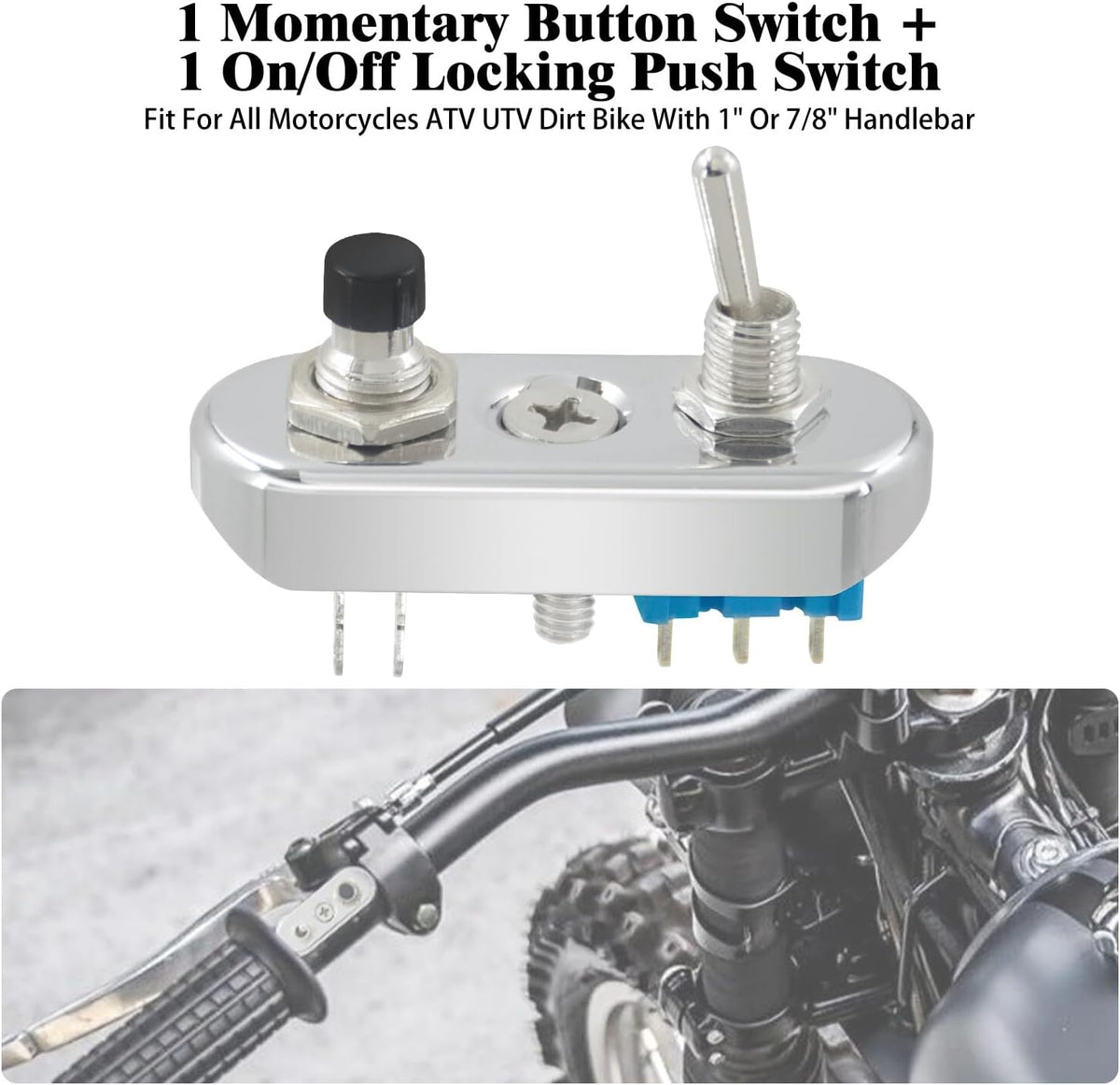 ya 4 8.14 Chrome for Mini Control Toggle Push Switch ON/OFF Button For Universal 1 Handlebar