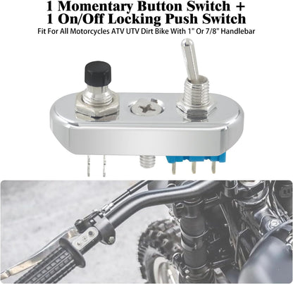 ya 4 8.24 baidi Chrome for Mini Control Toggle Push Switch ON/OFF Button For Universal 1 Handlebar