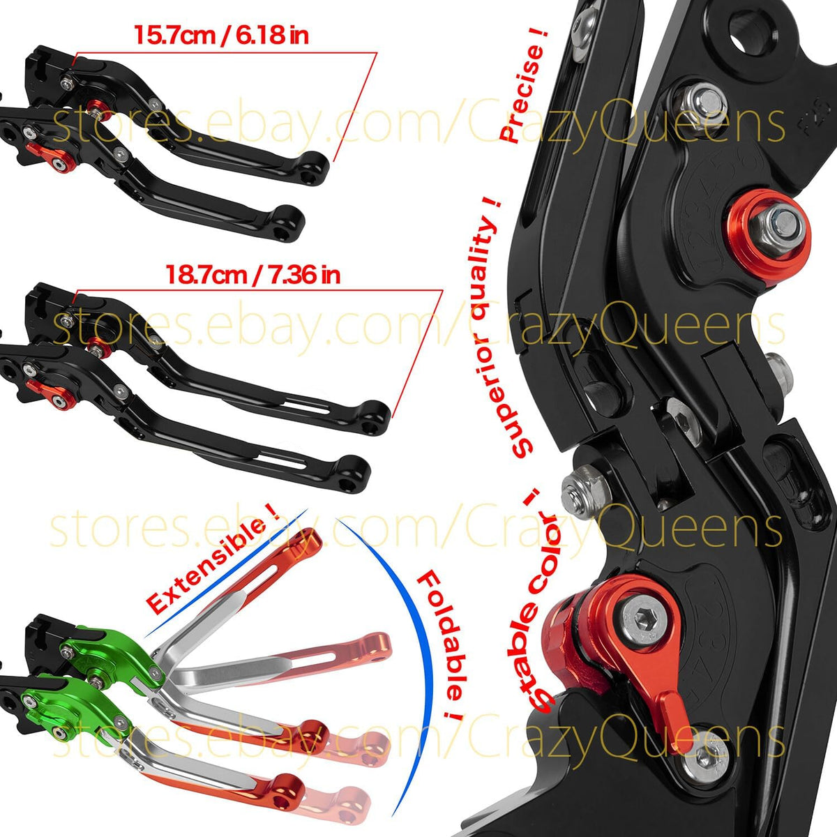 ya 11 9.14 baidifor Yamaha R3 2014-2020 Folding Extendable Clutch Brake Levers Black/Red US R25