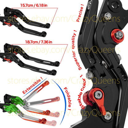 ya 11 9.14 baidifor Yamaha R3 2014-2020 Folding Extendable Clutch Brake Levers Black/Red US R25
