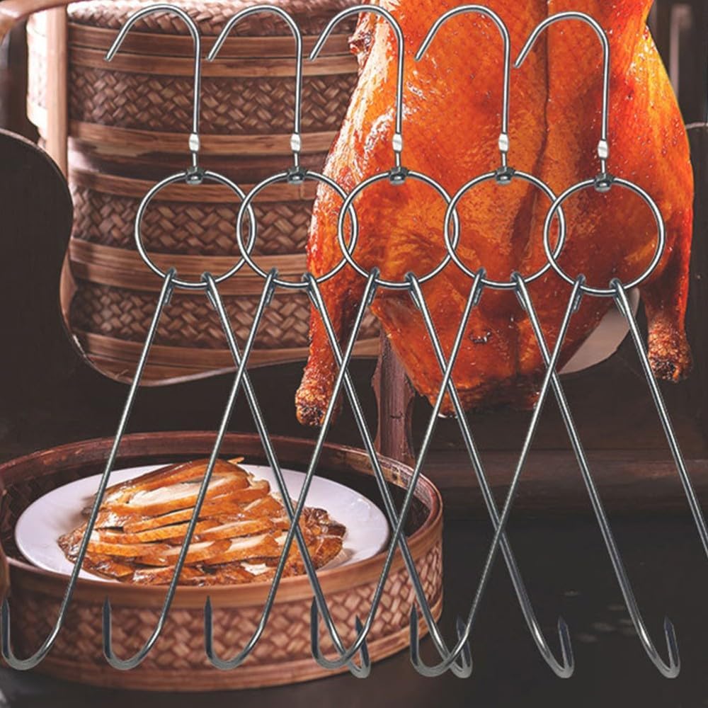 ya 26 10.21 baidi 6 Pcs Bbq Grill Accessories Hook Meat Hanging Rail Hanger Hooks for Drying