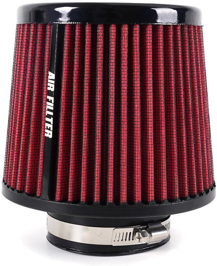 ya 13 9.15 baidi New Red 3 76mm High Flow Inlet Cold Air Intake Cone Replacement Dry Air Filter