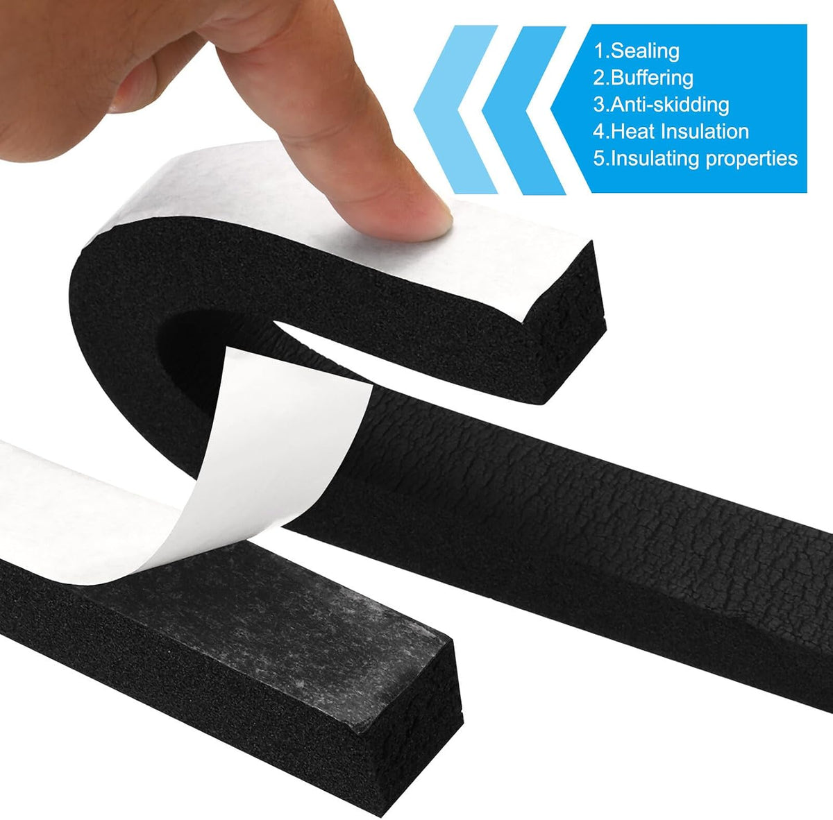 ya 26 10.21 baidi Weather Stripping for Doors, 1 Roll 1 W x 3/4 T Foam Seal Tape(6.56 Ft)