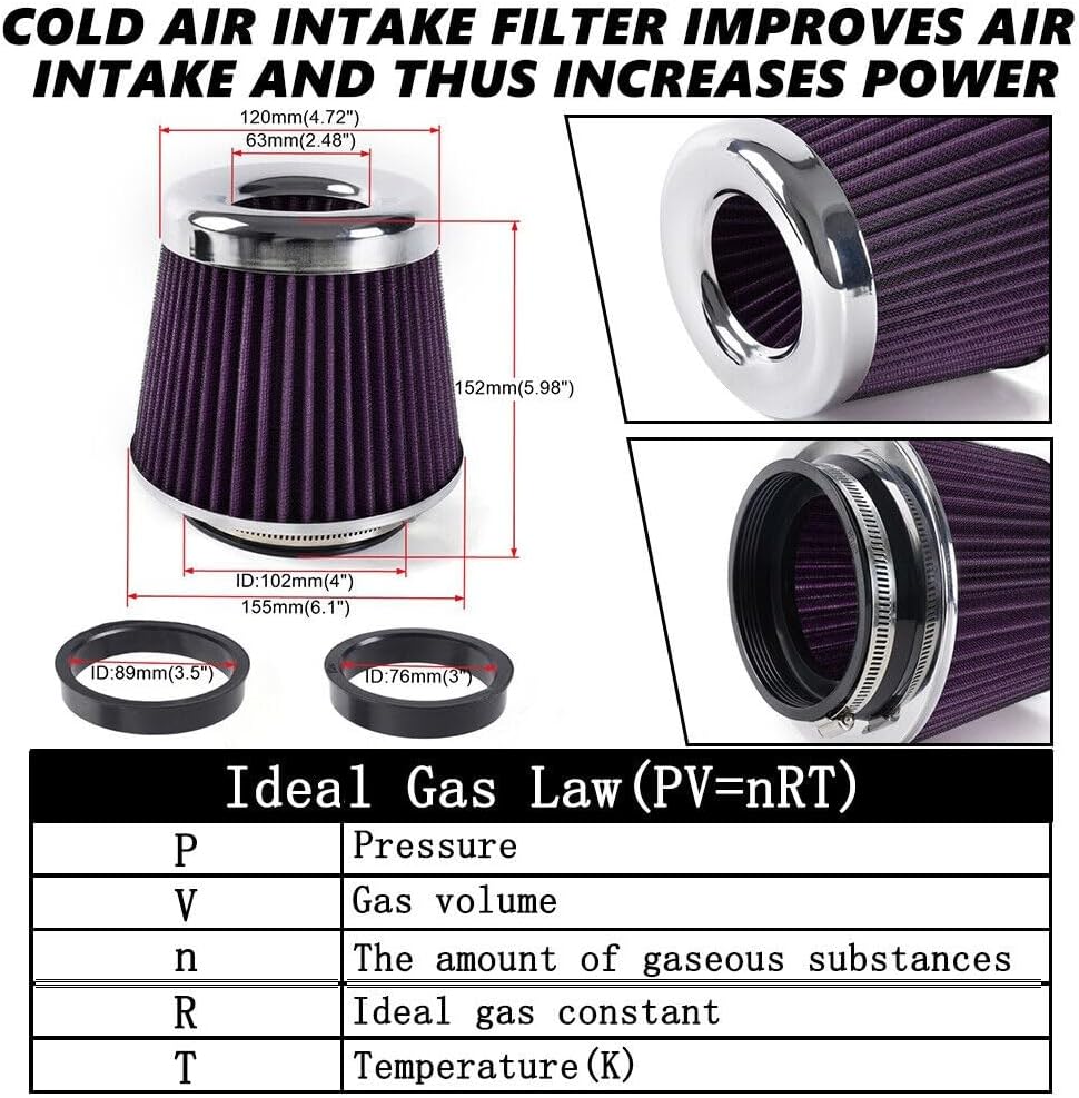 ya 13 9.15 baidi 3/3.5/4 Inlet 5 Tall High Flow Per for MAN ce Cold Air Intake Purple Air Filter