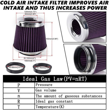 ya 13 9.15 baidi 3/3.5/4 Inlet 5 Tall High Flow Per for MAN ce Cold Air Intake Purple Air Filter