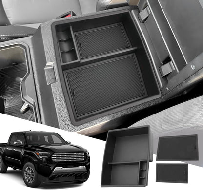 ya 5 8.10 Fit 2024 for Toyota Tacoma Crew Cabs Center Console Armrest Organizer Storage Box