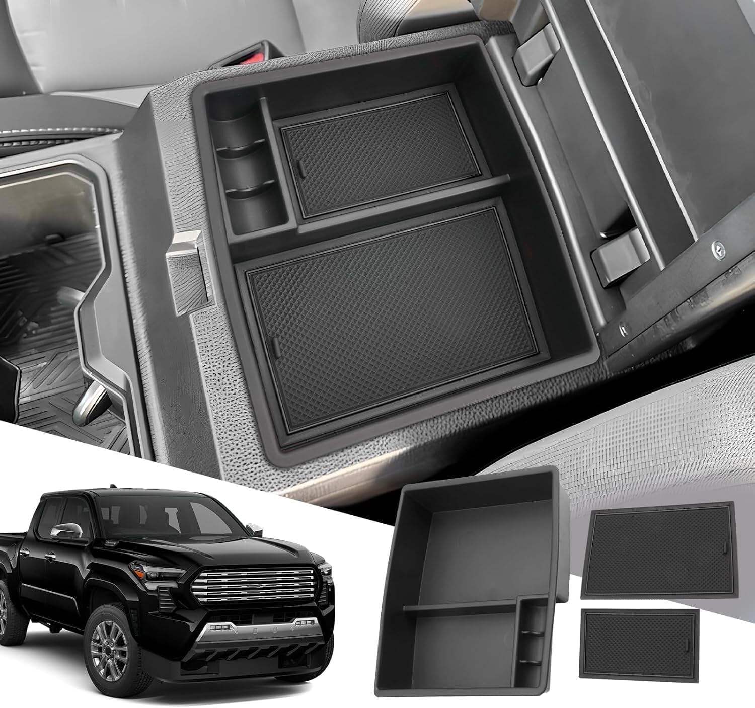 ya 8 8.24 baidi Fit 2024 for Toyota Tacoma Crew Cabs Center Console Armrest Organizer Storage Box