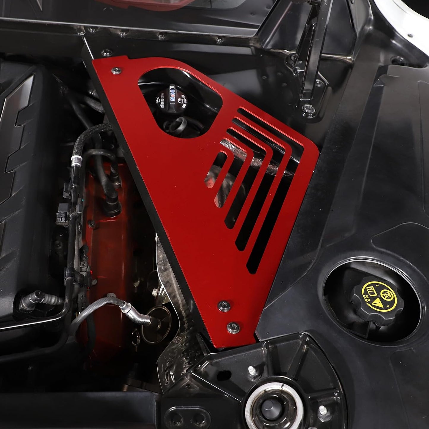 ya 4 8.24 baidi 2 Pack Red Aluminum Engine Bracket Panel Engine Cover Fits for Corvette C8 2020-2023
