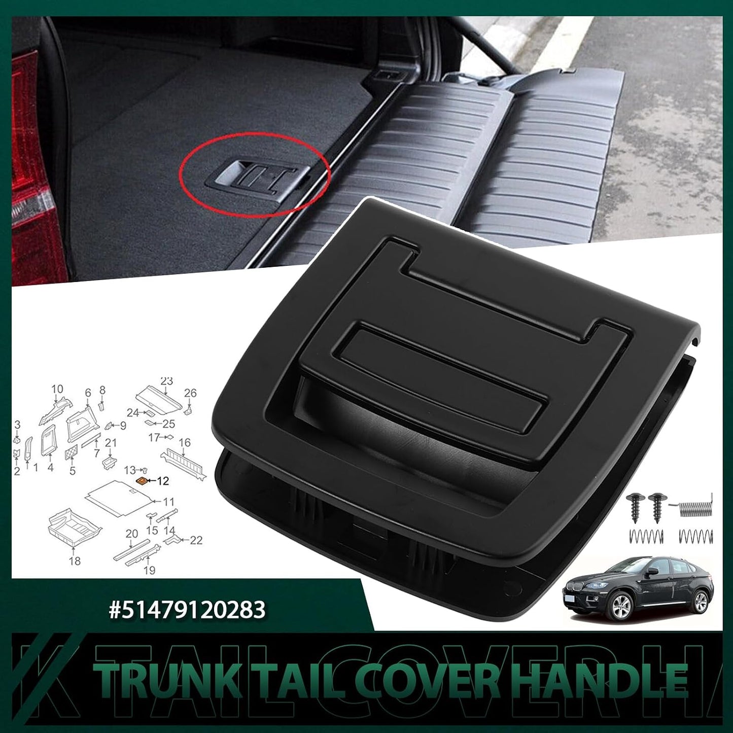 ya 7 8.24 baidi 51479120283 Rear Trunk Mat Handle Boot Floor Carpet Handle for BMW E70 X5 E71 X6