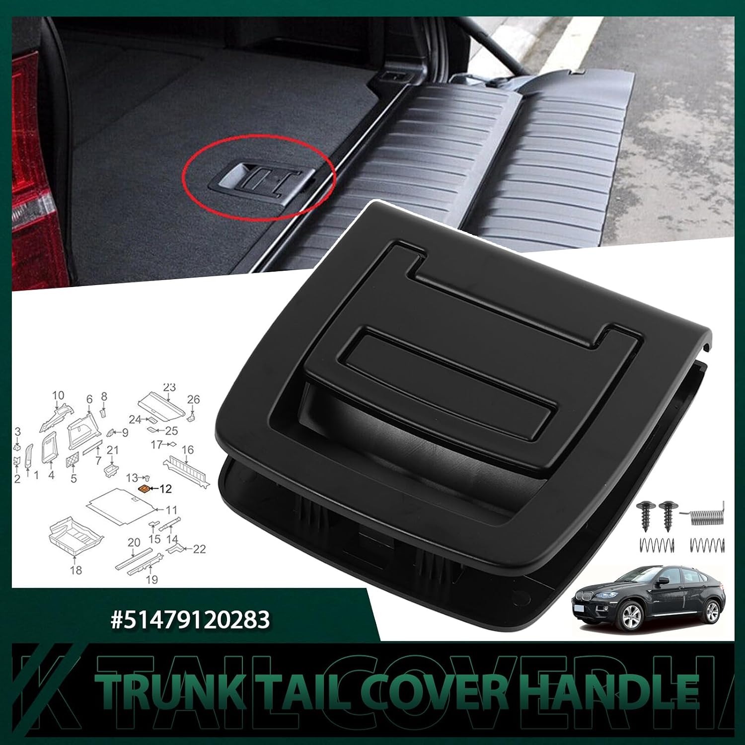 ya 7 8.24 baidi 51479120283 Rear Trunk Mat Handle Boot Floor Carpet Handle for BMW E70 X5 E71 X6