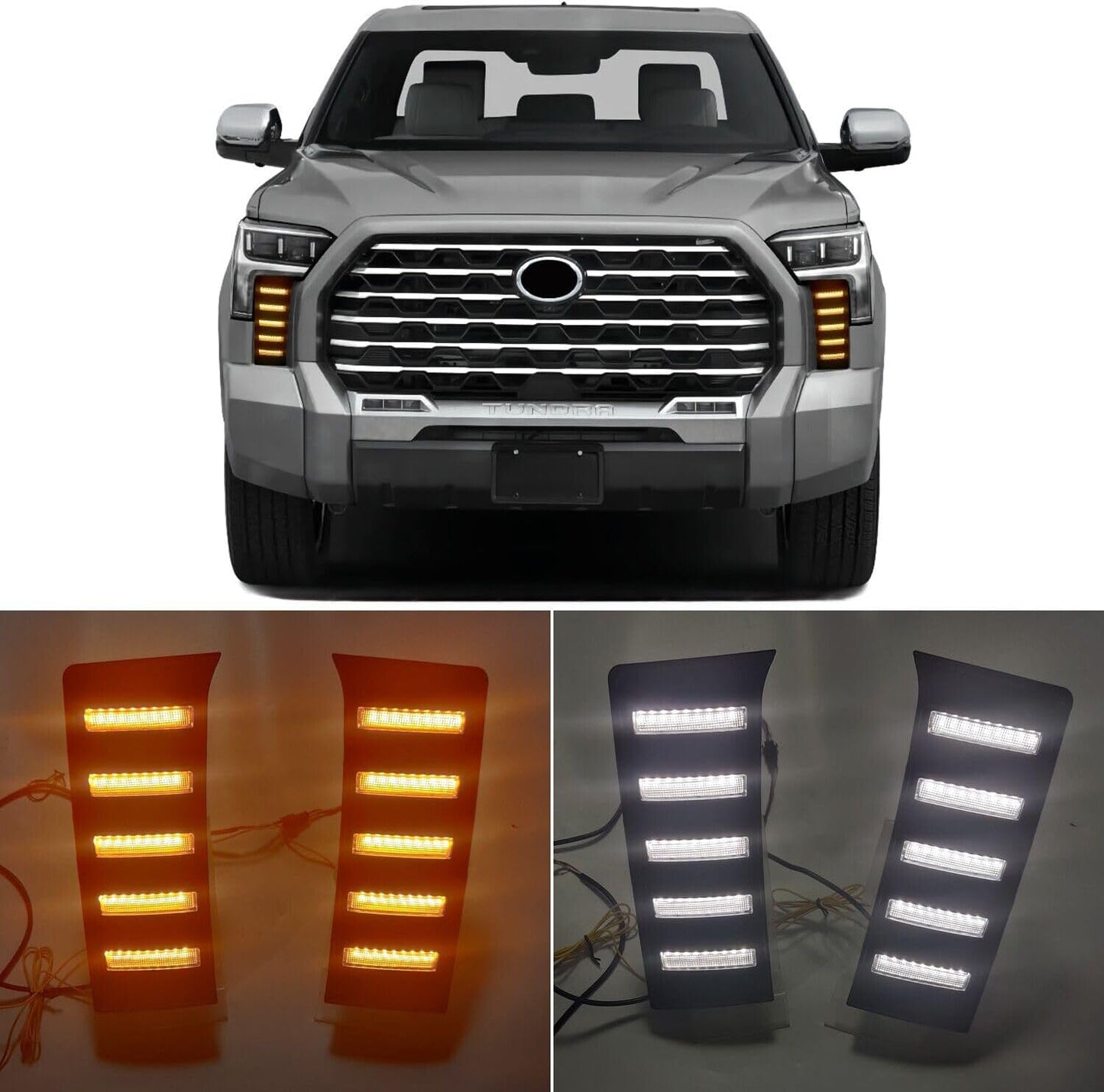ya 3 8.24 baidi for Toyota Tandra 2022-2024 LED DRL Daytime Running Light Fog Light 1 Set 