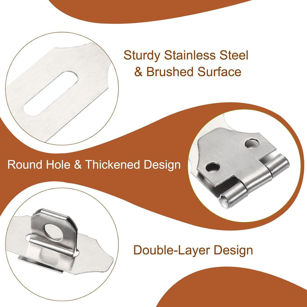 ya 26 10.21 baidi 6 Pcs 2.2 Hasp Lock Latch Stainless Steel Packlock Clasp with Screw, Silver