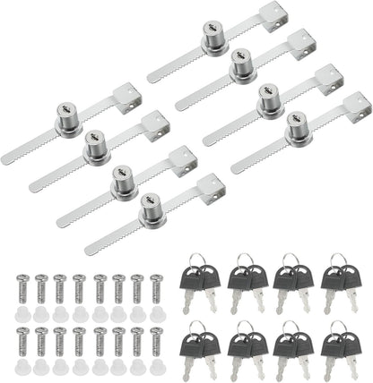 ya 26 10.21 baidi Sliding Glass Cabinet Lock, 8Pcs Keyed Alike Showcase Lock No Drill, Silver Tone