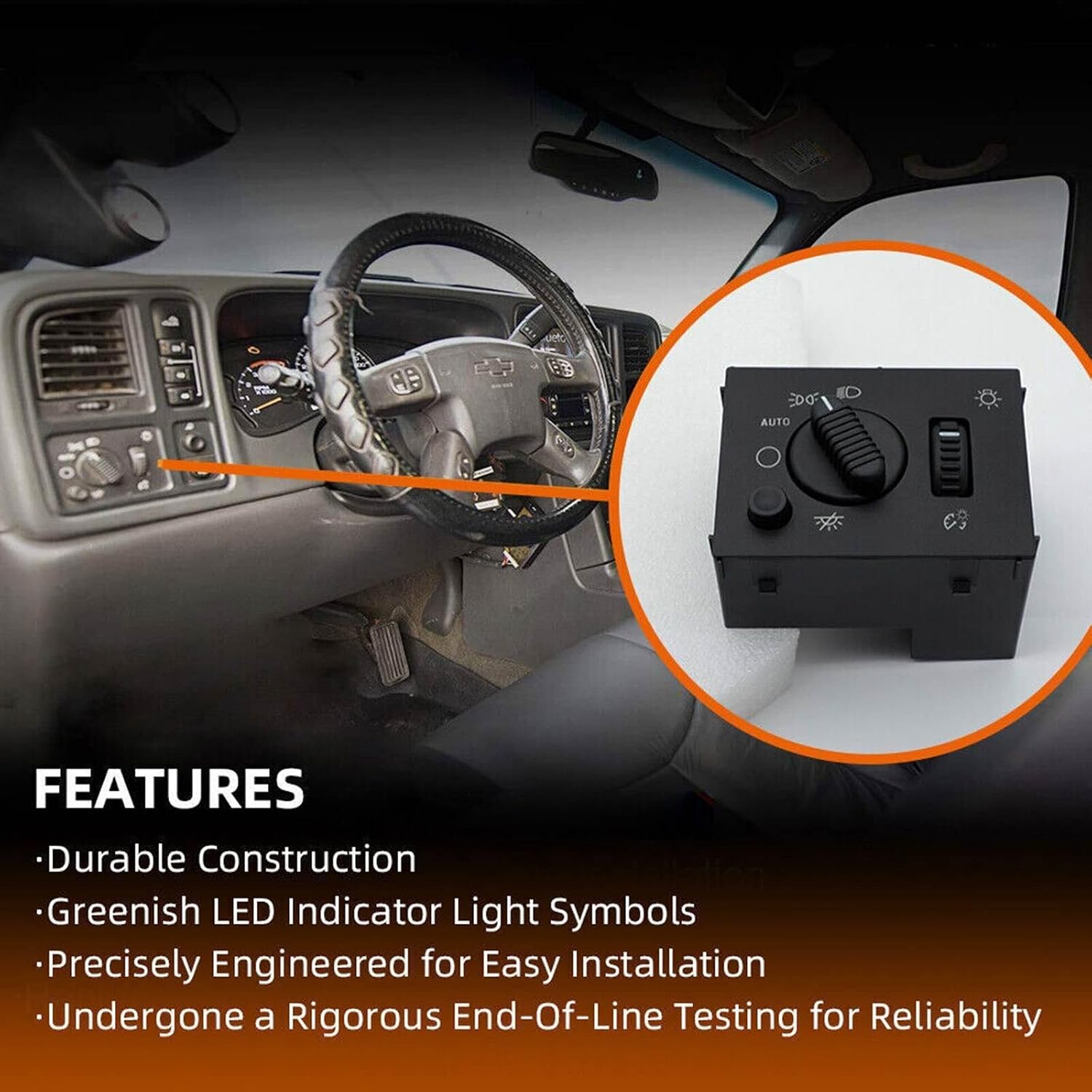 ya 6 8.24 baidi Green LED Headlight Switch for 03-06 for Chevy Silverado Suburban Tahoe Sierra at